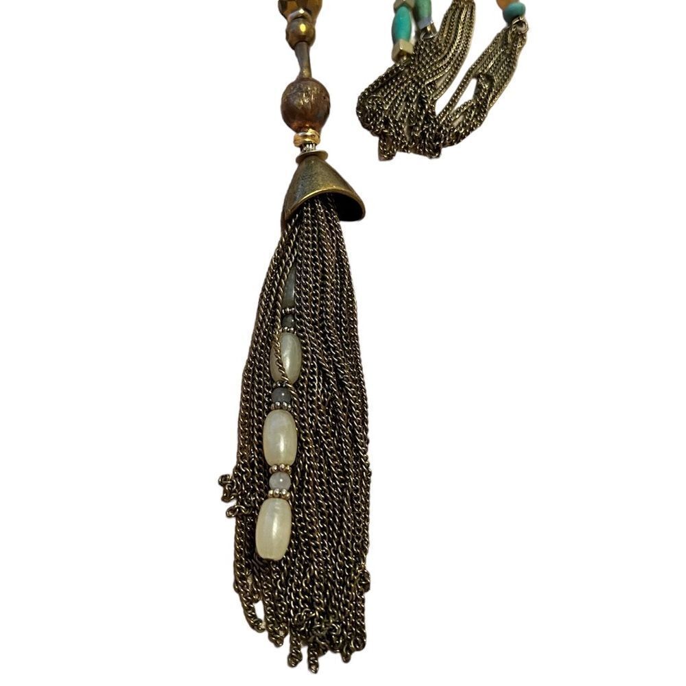 🤯5/$25🤯 Long Bronze Chain Bead Necklace
